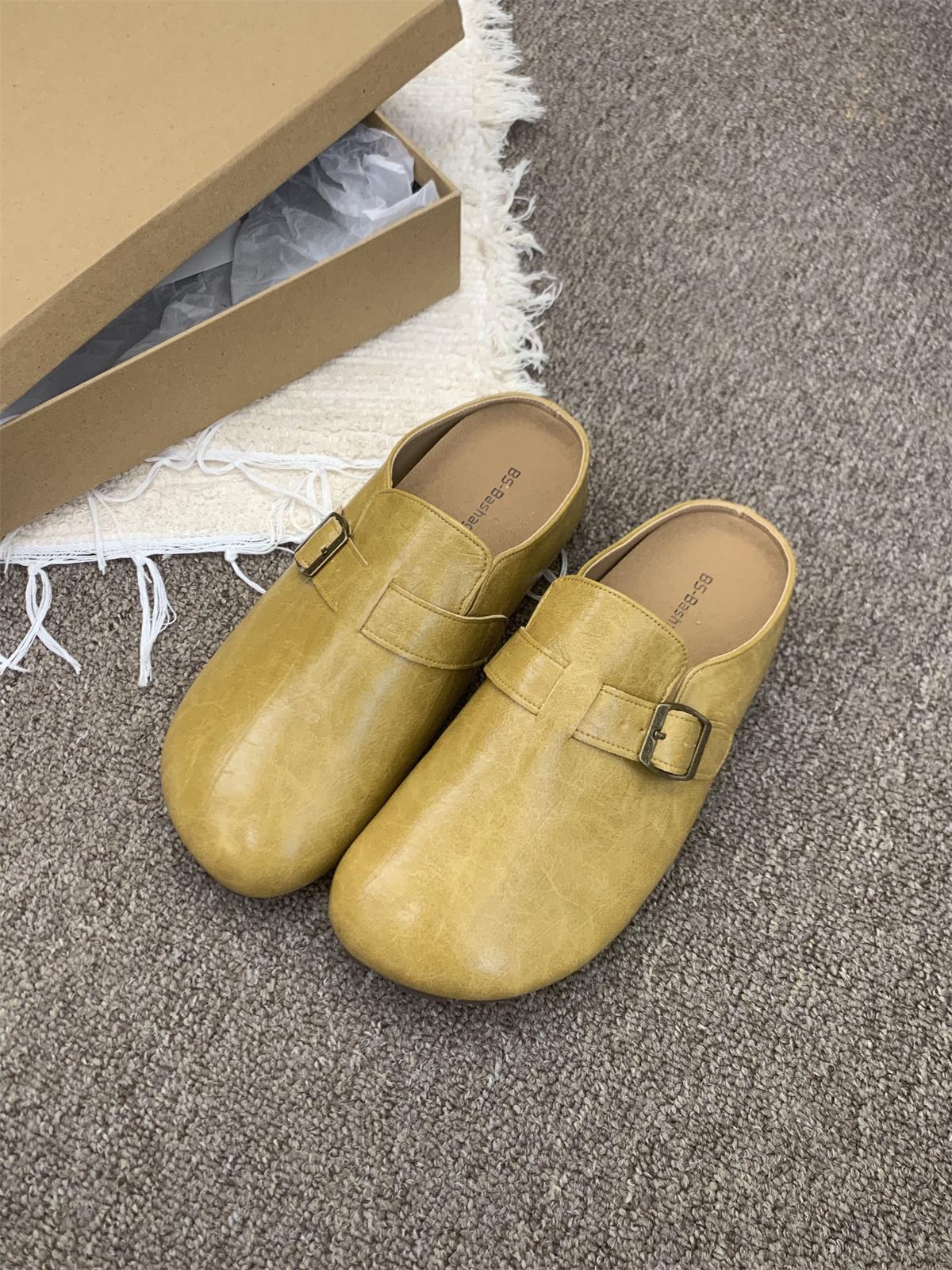 

Модная ходьба Уютные повседневные Закрытый носок Полутапочки Лоферы Женская мода Слингбэк Слипоны Мюли Для женщин Платформа Новинка 2025 Комфорт 40 жёлтый