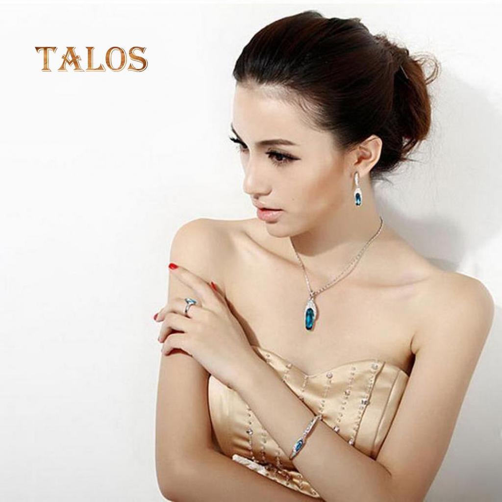 Fashion Lady Silvery Colory Color Metal Chain Bracelet Charm Cuff Peacock Blue Bangle Trinket