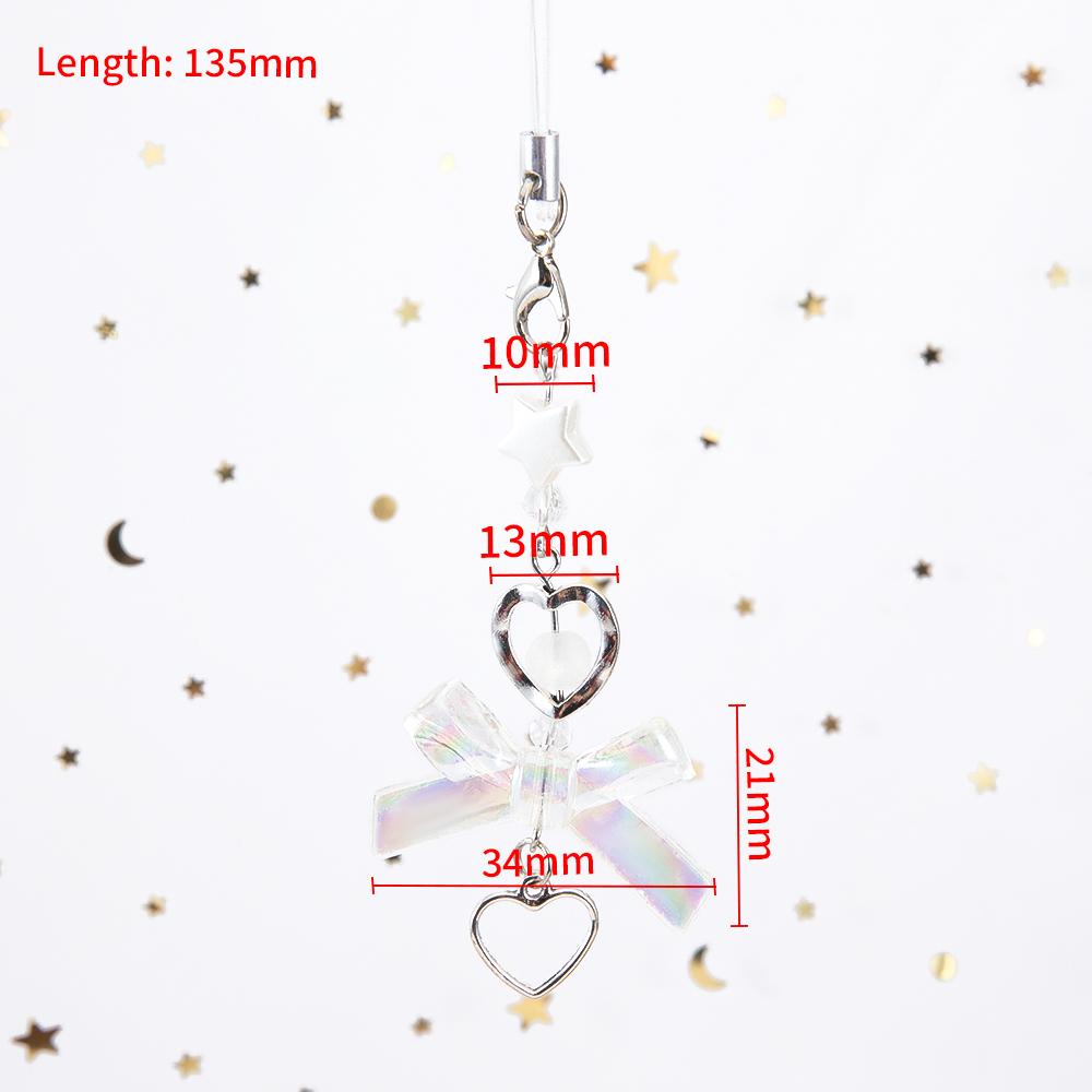 1Pc Phone Charm Pendant Cute Kawaii Pink Bowknot Keychain Bag Phone Strap Girl Cellphone Lanyard Keyring Birthday Jewelry DIY