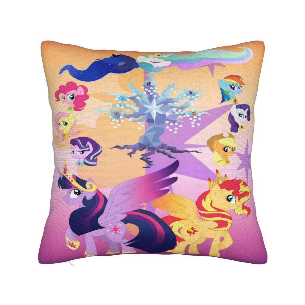Cute M-My Cartoon P-Pony L-Little Pillow Cover Rainbow Novelty Pillow Case For Sofa Home Decor Soft Pillowcases Gift