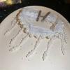 Creative Pearl Lace Choker Zinc Zinc Alloy Mesh Neck Jewelry Neck Pendant Tassel Beads Necklace  Women