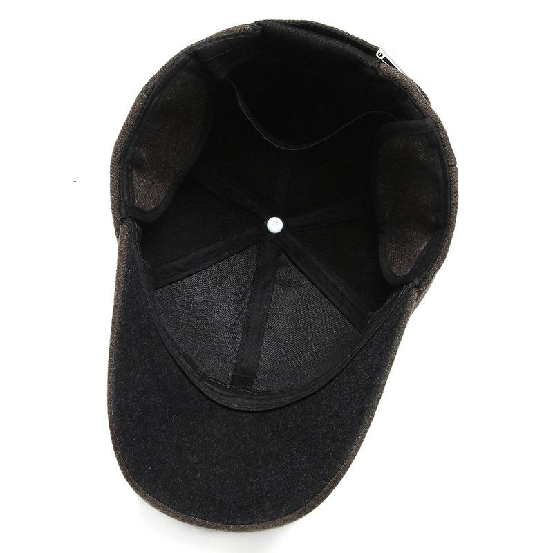 Hat Men's Autumn and Winter Old Man Warm Ear Protector Baseball Cap Winter Simple and Versatile Grandpa Cap