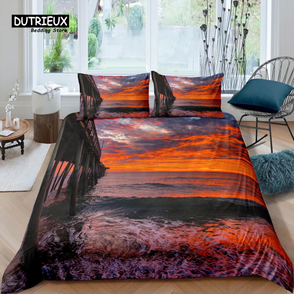 Comforter Home Living Luxury 3D Dusk Beach Bedding Set Kids Bedding Set Queen And King Eu/Us/Au/Uk Size
