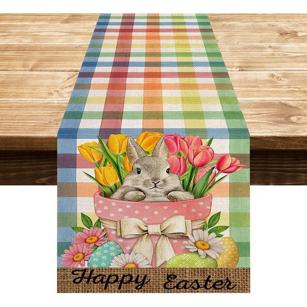 Easter’s Day Table Runner Merry Tablecloth  Holiday Table Decorations