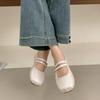 Internet celebrity explosion retro silver French flat bottom light mouth single shoes women's summer 2025 new with skirt Mary Jane shoes