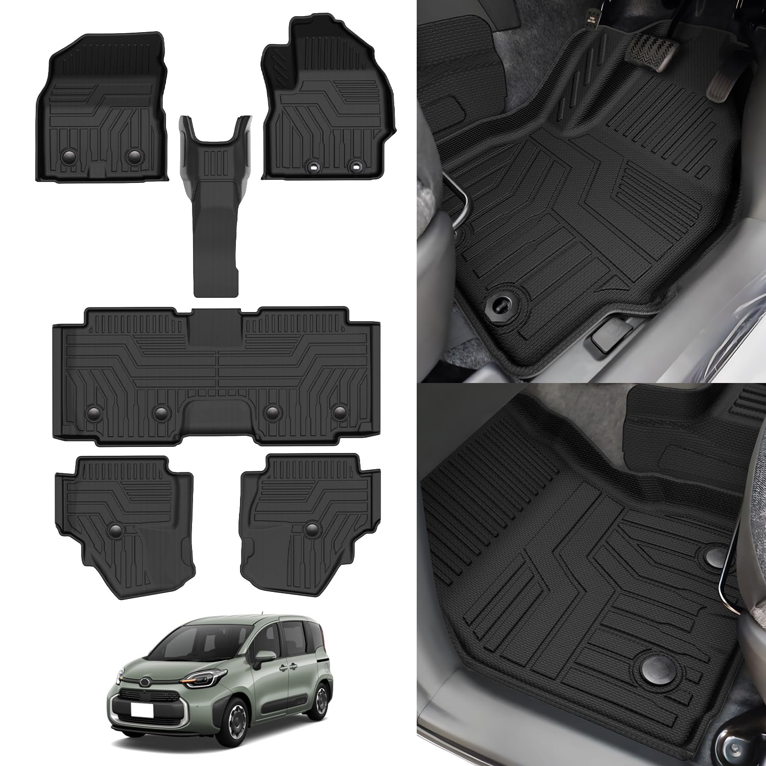 

GIMUYA Коврики для пола для Toyota New Sienta 15 Custom 3D и Совместимые с 3-м поколением SIENTA и MXPL15G 2022 TPE Автомобильные Защитные Индивидуальные Оригинальные Легкие чёрный