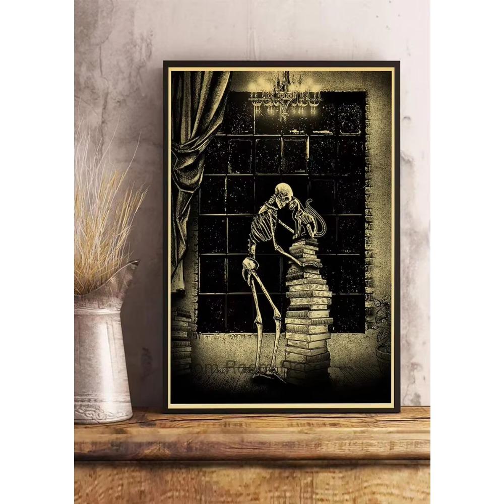 Simple Skull Posters Vintage Kraft Paper Prints Nostalgia Wall Sticker Home ation Bedroom Painting Fashion Bedroom Paint