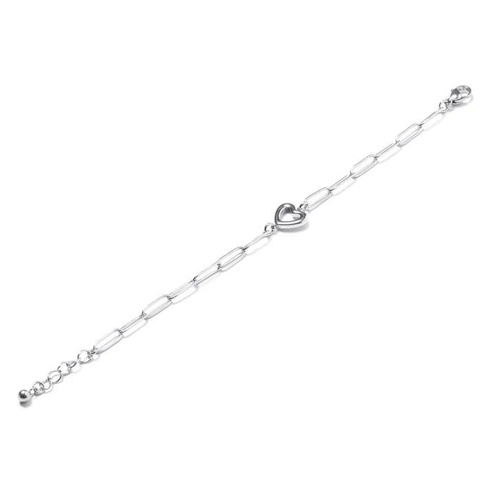 Volume Line Heart Pendant Chain Bracelet (C2503AC1297_SV)
