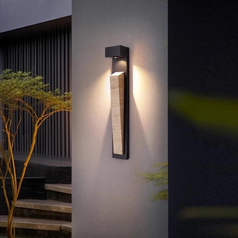 IP65 Outdoor Waterproof Wall Lamp Natural Stone Garden Balcony Porch Villa Decorative Lighting