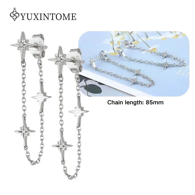 925 Silver Ear Needle Crystal White Zircon Silver Series Tassel Drop Earrings Luxury Fashion Party Jewelry Accessories