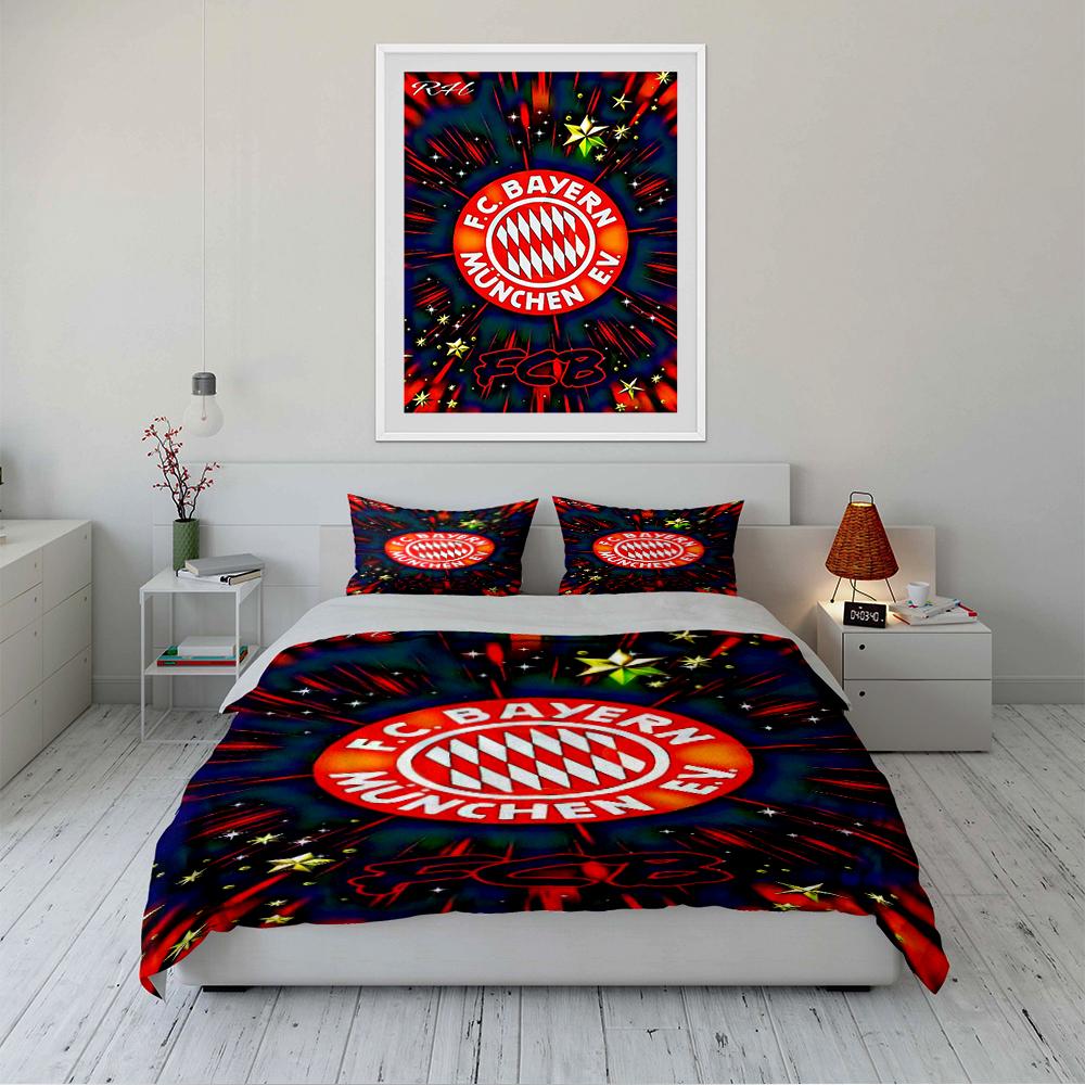 Bayern Munich Logo Bedding Set Bedding Duvet Cover Set Duvet Cover Pillowcases Home Decor (1 * Duvet Cover 2 * Pillowcases, Without Duvet Insert)
