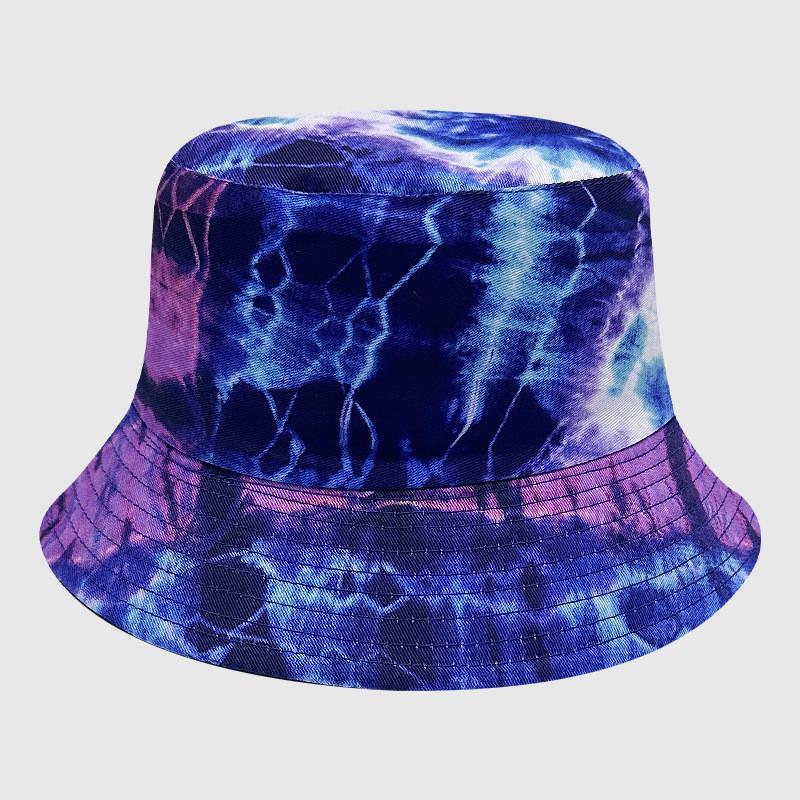 Neutral Summer Tie Dye Printed Fisherman Hat Outdoor Breathable Hat Sunshade