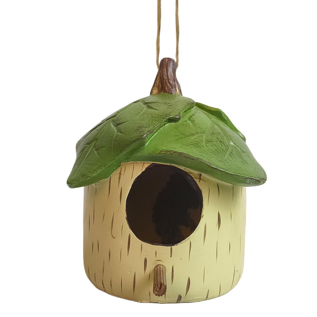 

Домик для колибри Yousheng для улицы, небольшой подвесной домик для птиц из смолы, декоративный домик для птиц с зелеными листьями для балкона, крыльца, заднего двора, декор зелёный