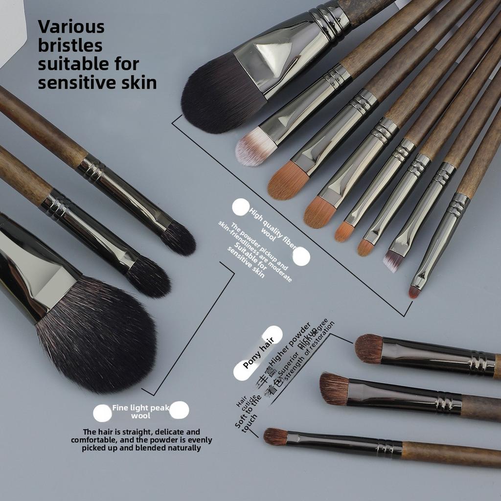 New 14 Makeup Brush Set Log Color Premium Animal Hair Eyeshadow Foundation Brush Real Wool Beauty Tool Now