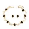European and American Court Style Women's Earring Necklace Set with Retro Inlaid Gemstone Design High-end Clavicle Chain