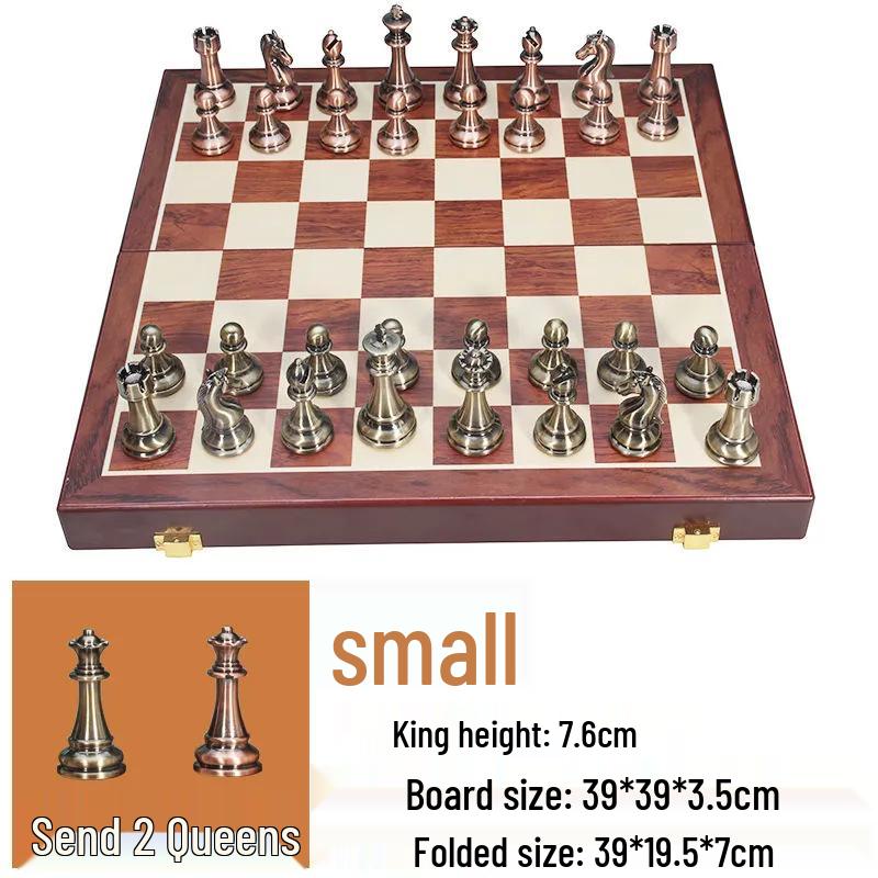 High-End International Metal Acrylic Folding Chess Set with Wooden Box