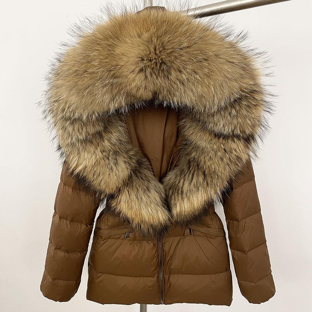 OFTBUY Winter Jacket Women's Real Raccoon Fox Fur White Duck Down Coat Thick Warm