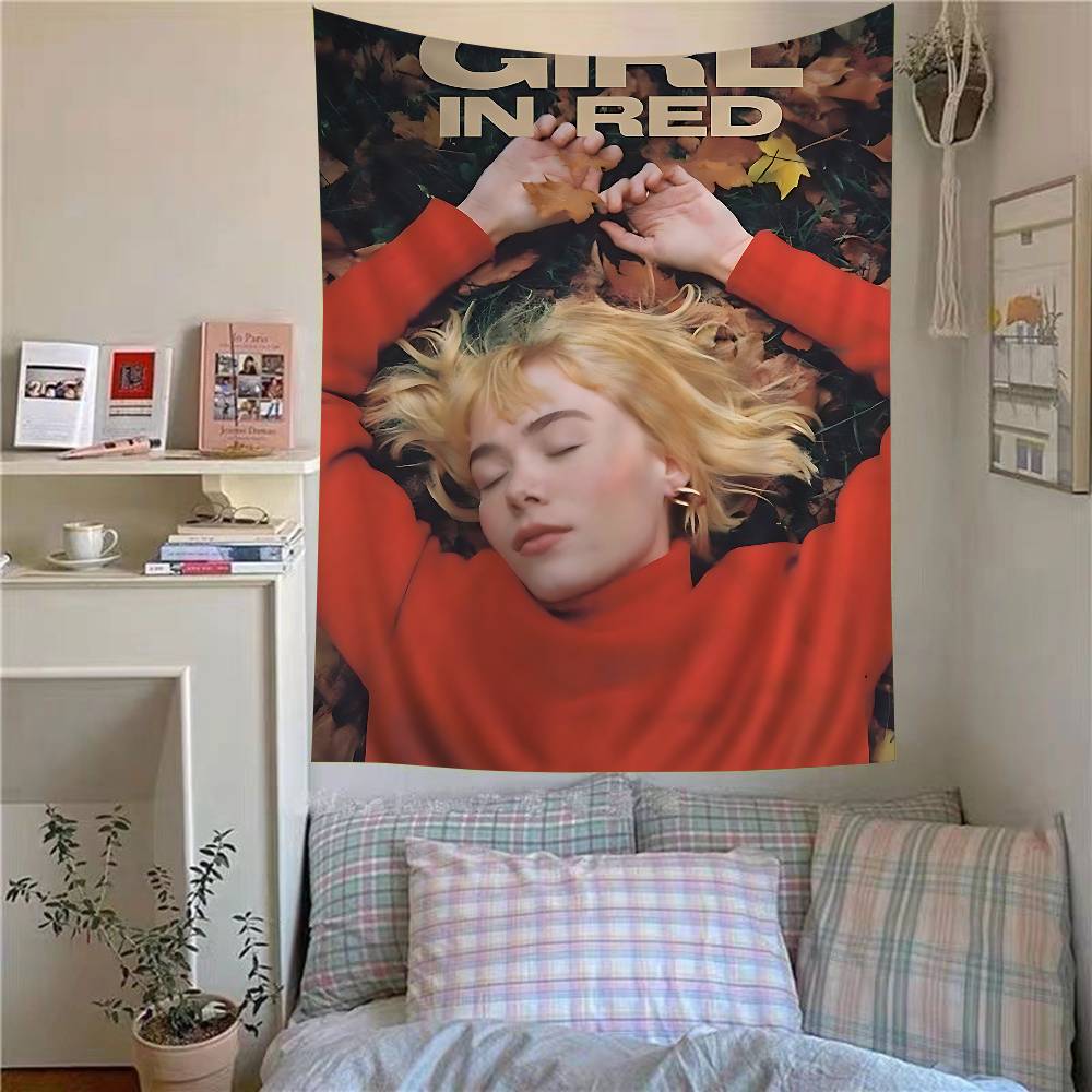 POP Album G-Girl In Red Cartoon Tapestry Art Science Fiction Room Home Decor Wall Hanging Sheets 100X70CM