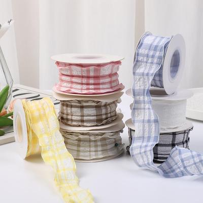 Colorful Puff Plaid Ribbon for Birthday Cake Boxes, Ins Style