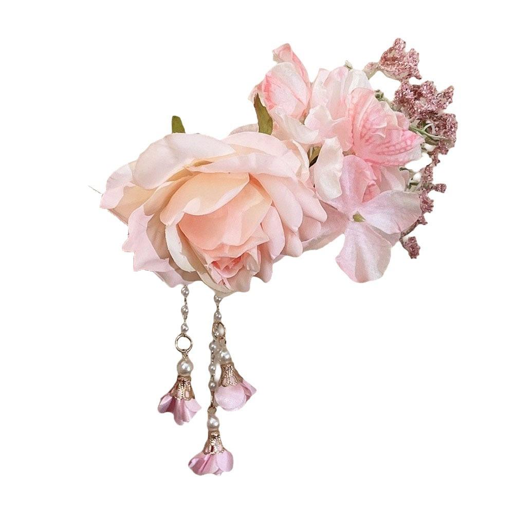 Perlenblume Haarspange Quaste Chinesischer Stil Haarclip Elegant Hanfu Haaraccessoires Mädchen