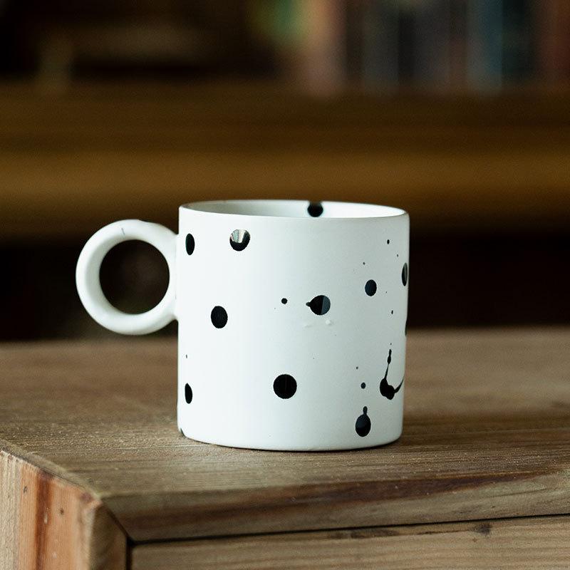 Creative Splashing Ink Ceramic Mug Household Water Cup Restaurant Large Capacity Coffee Cup Office Cup Tea Cup