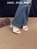 Waterproof table nude high heels women's 2025 summer new thin heels cool slippers design sense square head open toe sandals outside wear
