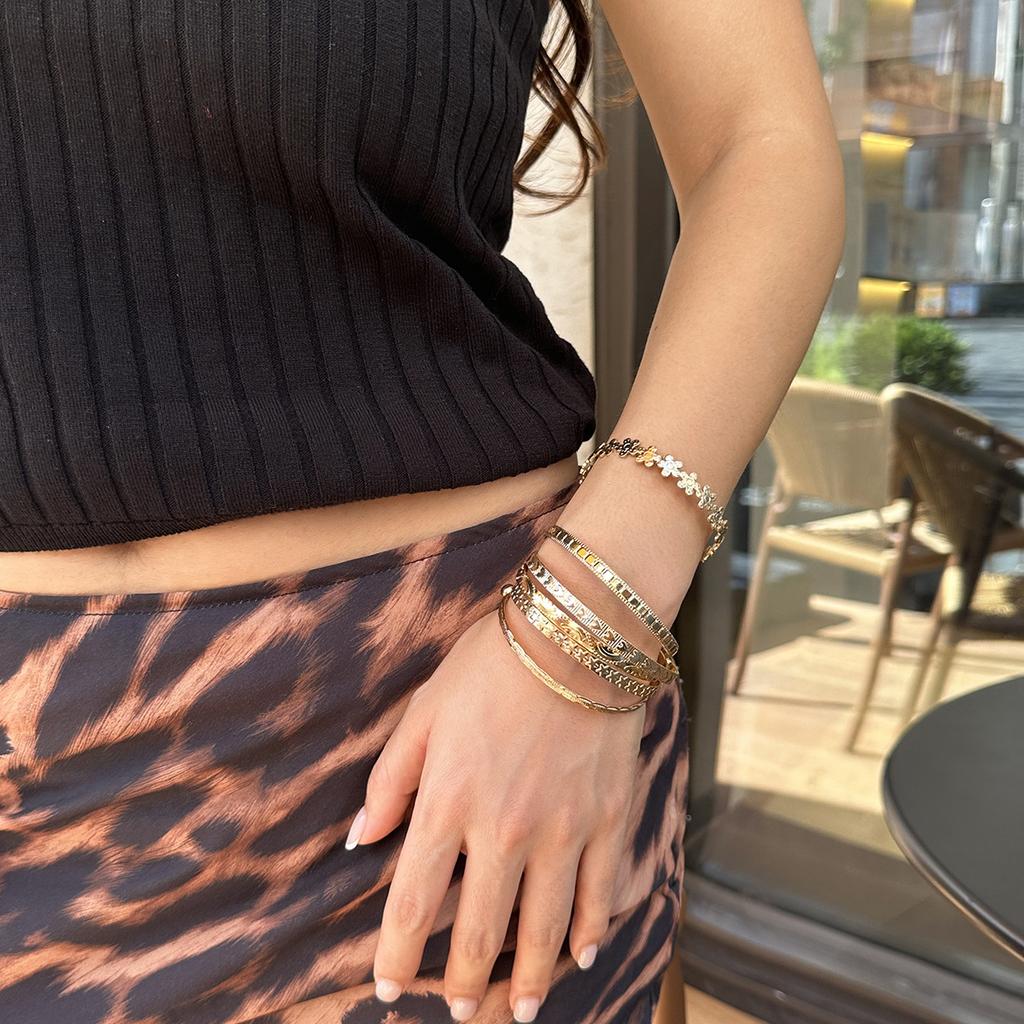 Fashion Metallic Heart Flower Bracelet Simple Geometric Bracelet Set Personalised Trend Hottie Hundreds of Stacking Style Women's Jewellery