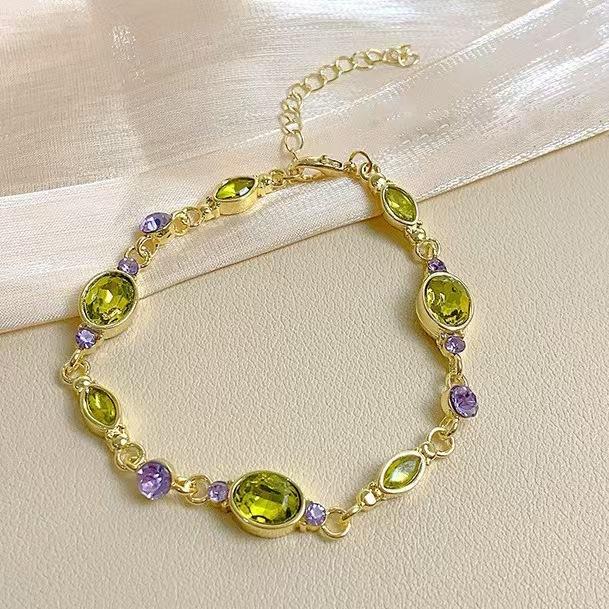 Summer accessories simple crystal colored zircon bracelet does not fade women's jewelry geometric multi-color bracelet wholesale