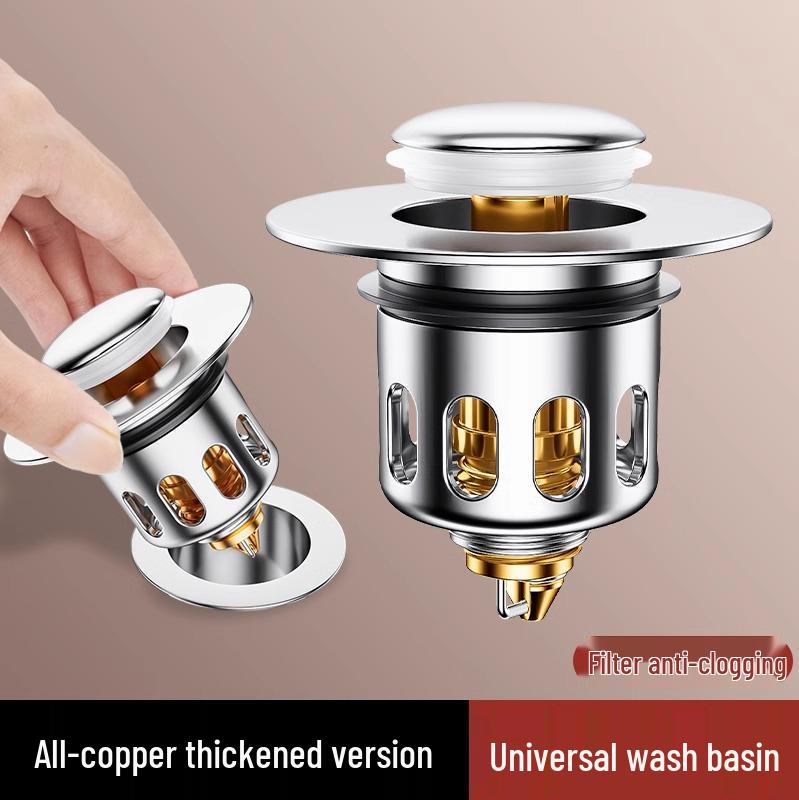 Bounce Core Universal Anti-Clog Sink Deodorant Filter - Stainless Steel Leak-Proof Basin Plug.