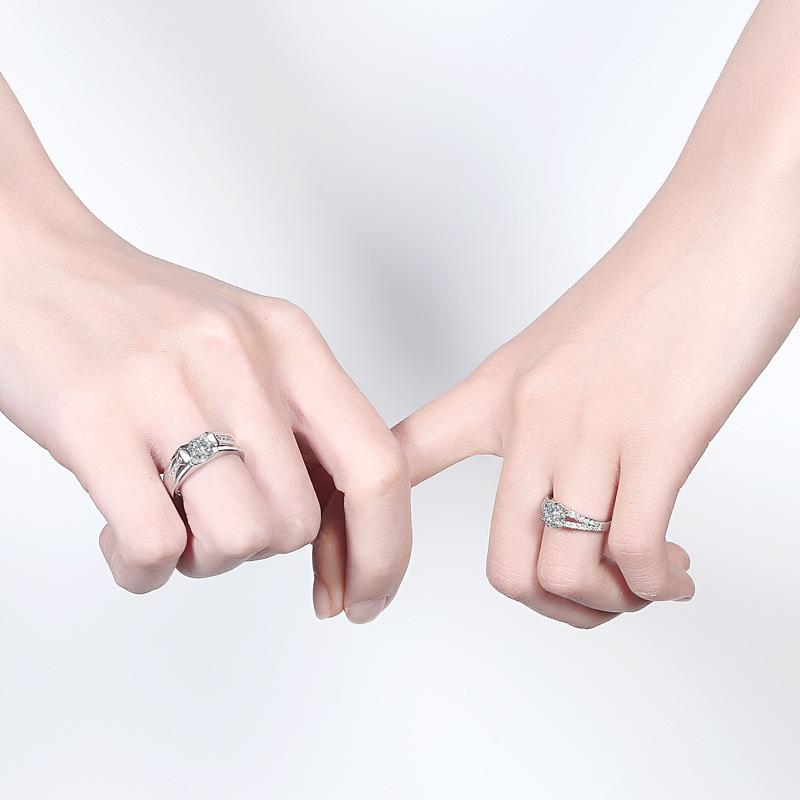Adjustable Platinum Plated Double Row Couple Rings: A Pair for Deep Confessions