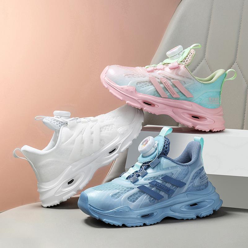 2025 Summer Rotating Button Single Mesh Breathable EVA Lightweight Running Shoes Children's Sports Shoes Primary School Students Physical Education