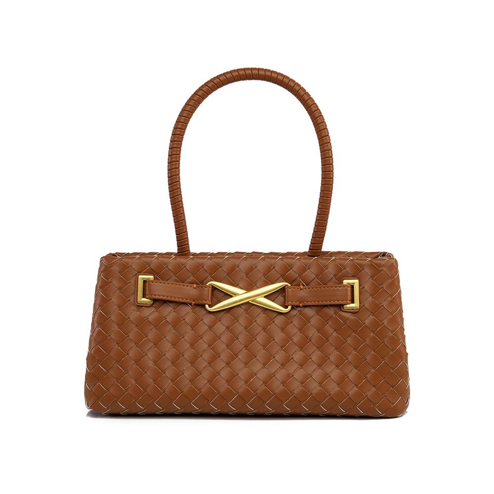 Borsa Autunno/Inverno Nuova Borsa Intrecciata Fatta a Mano Grande Capacità Borsa Morbida in Pelle da Pendolari alla Moda di Nicchia Borsa da Donna Borsa a Spalla
