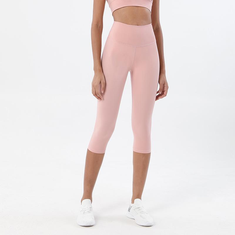 Double-sided Polished Nude Cropped Pants Yoga Pants Women's High Waist Hip Lift Peach Hip Sports Fitness Pants