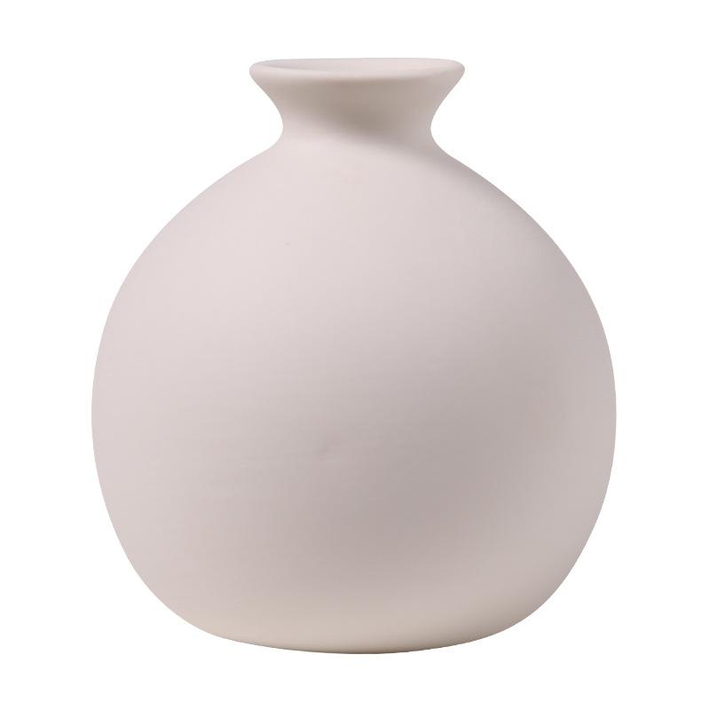 White Ceramic Mini Vase, Chinese Minimalist Desktop Hydroponic Pot for Dried Flowers, Aesthetic