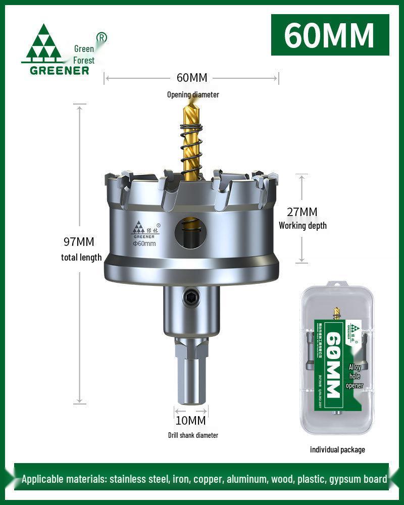 Green Forest Stainless Steel Hole Saw for Metal, Wood, and Aluminum Drilling