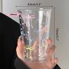 M-350ml Ins Girl Glass Coffee Cup Cute Pink Bow High Beauty Water Cup Breakfast Glass Cup Milk Portable Birthday Gift Coffee Mug
