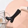 Long Boots, Leather Boots, Women's Boots, High Boots, Simple First-layer Cowhide Knight Boots, Thick-soled Thick-heeled Rear Zipper Military Boots