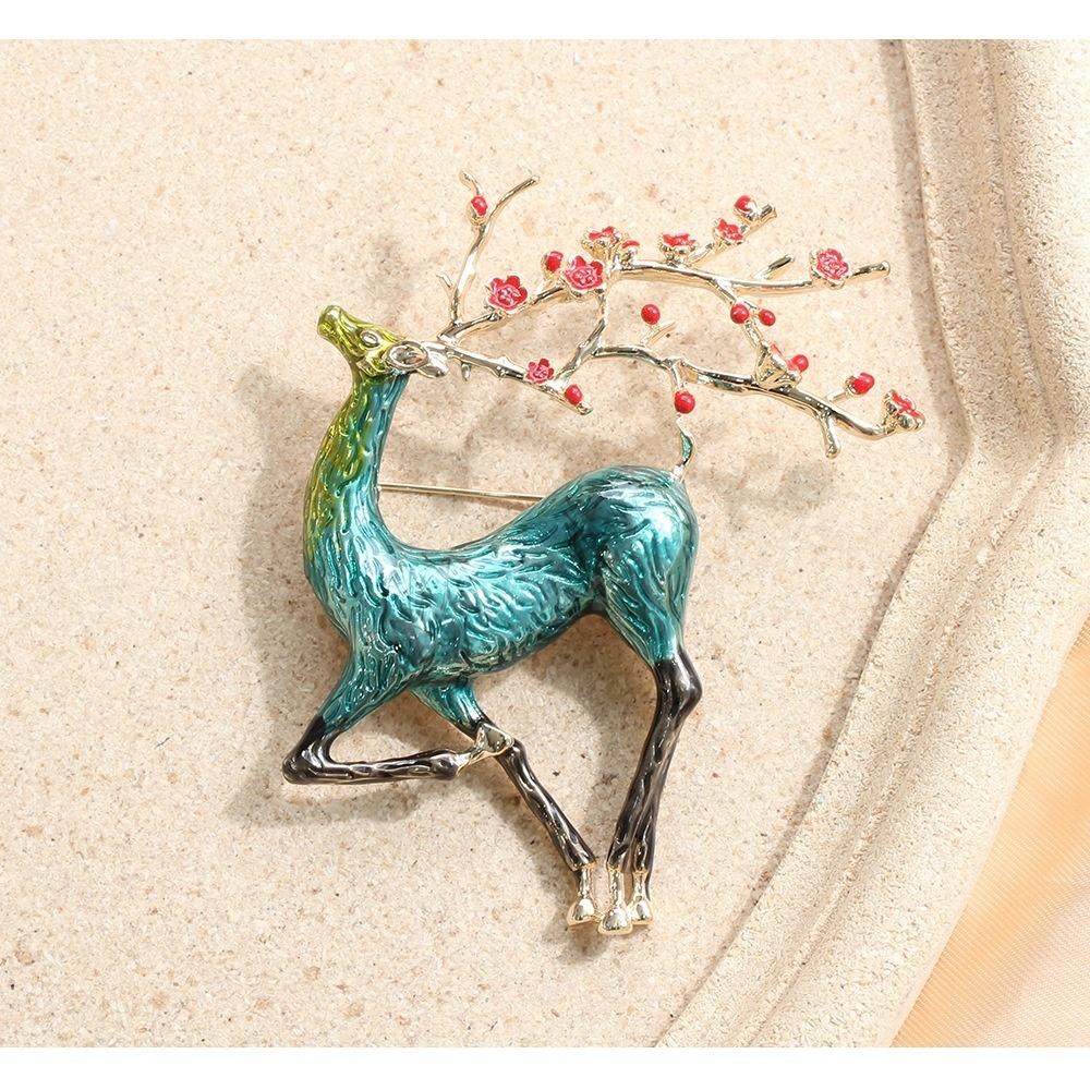 SKEDS Women Men Creative Deer Enamel Brooch Painting Reindeer Sika Deer Brooches Pin Metal Cute Animal Jewelry Pins Accessories синий