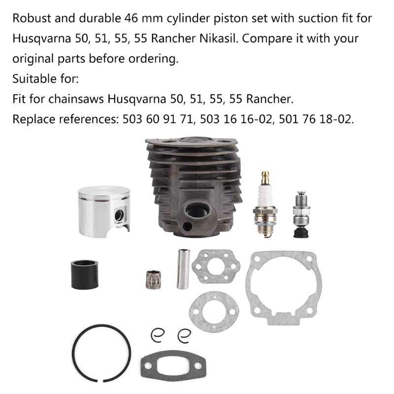 Durable Cylinder Piston Seal Gaskets Compatible For 50,51,55 Chainsaws Big Bore Chainsaw Top End Replacement Parts 46mm