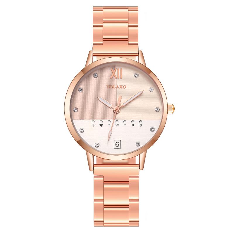 

Popular fashion color matching women s watch women s watch women s watch steel belt quartz рожевий