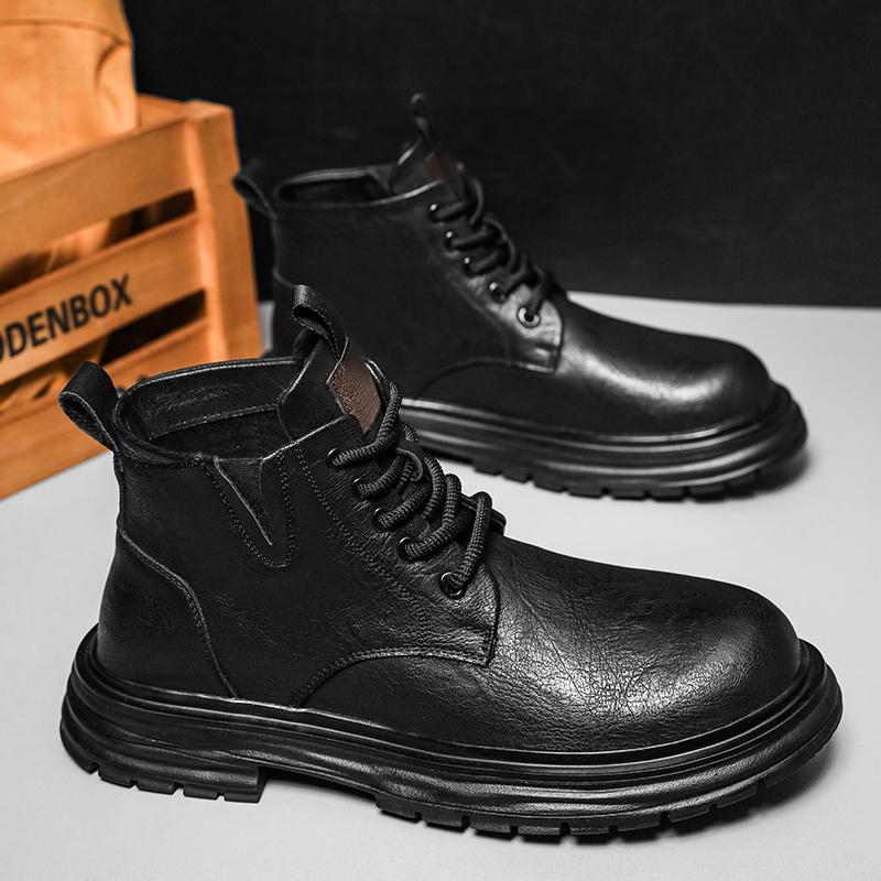 

Роскошные брендовые мужские мотоциклетные ботинки ручной работы, удобные высокие мужские туфли для активного отдыха, кроссовки для мужчин, универсальные новые ботильоны для мужчин 48 чёрный