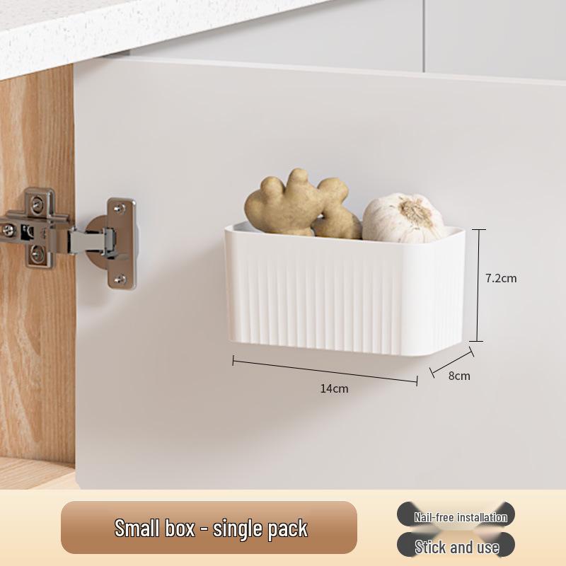 Wall-Mounted Storage Box for Kitchen and Bathroom, No-Drill Cling Film and Shampoo Holder.