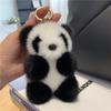 Cute Fluffy Panda Car Keychain Ring Plush Pompon Panda Trinket Key Chain Charm Cute Key Ring On Bag Car Key Pendant Jewelry Gift