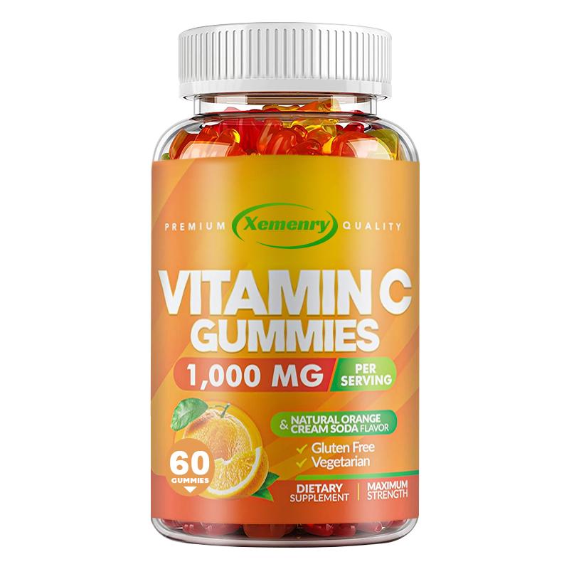 Vitamin C Gummibärchen, 1000 mg pro Gummibärchen, Multivitamin-Nahrungsergänzungsmittel, 100 Gummibärchen pro Packung, vegan, für Erwachsene geeignet, gentechnikfrei.