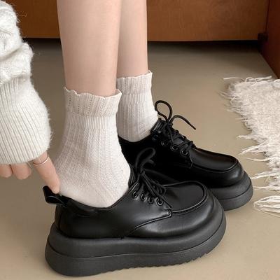 Mode Pendler Retro Weiß Erhöhte Plattform Kleine Lederschuhe Damen 2025 Neu Herbst und Winter Vielseitige Mary Jane Einzelne Schuhe