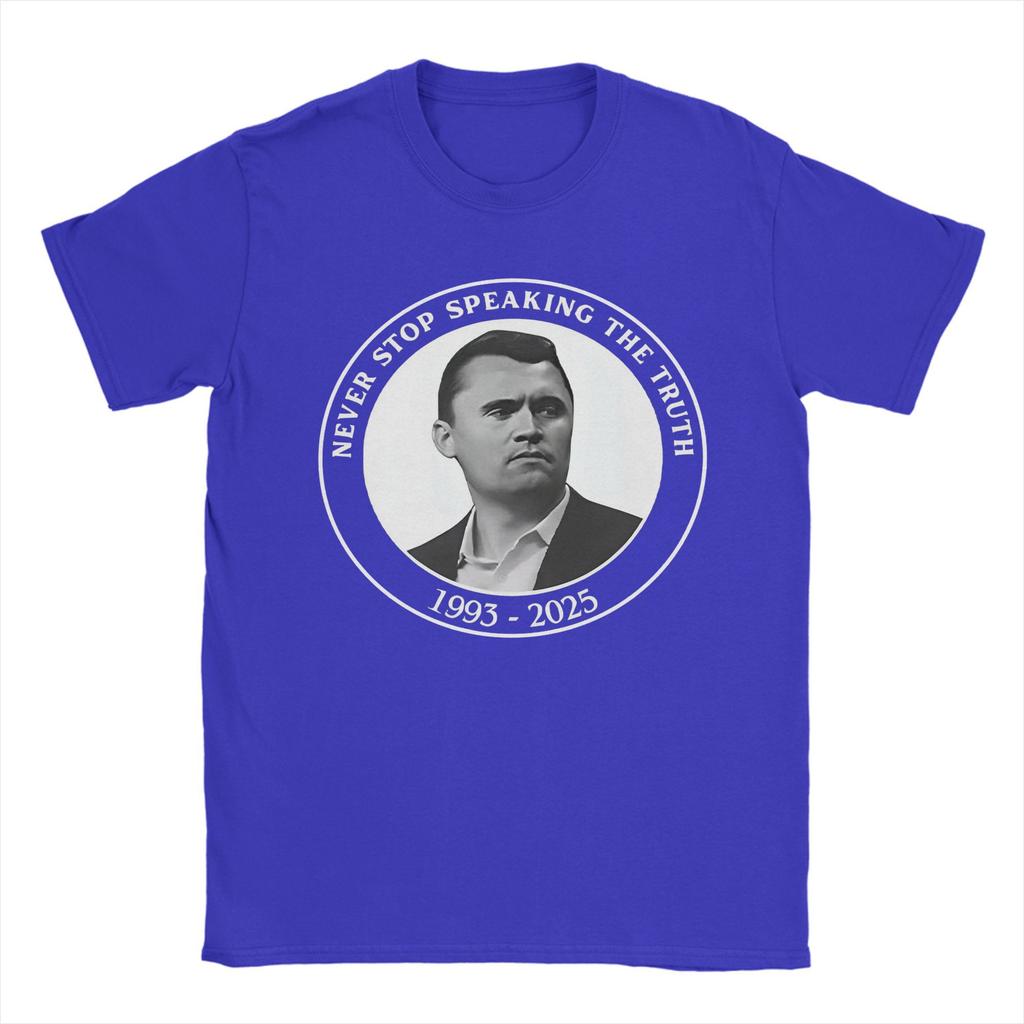 Men's T-Shirt Charlie Kirk Funny Pure Cotton Tees Short Sleeve  T Shirt Round Neck Clothes Graphic