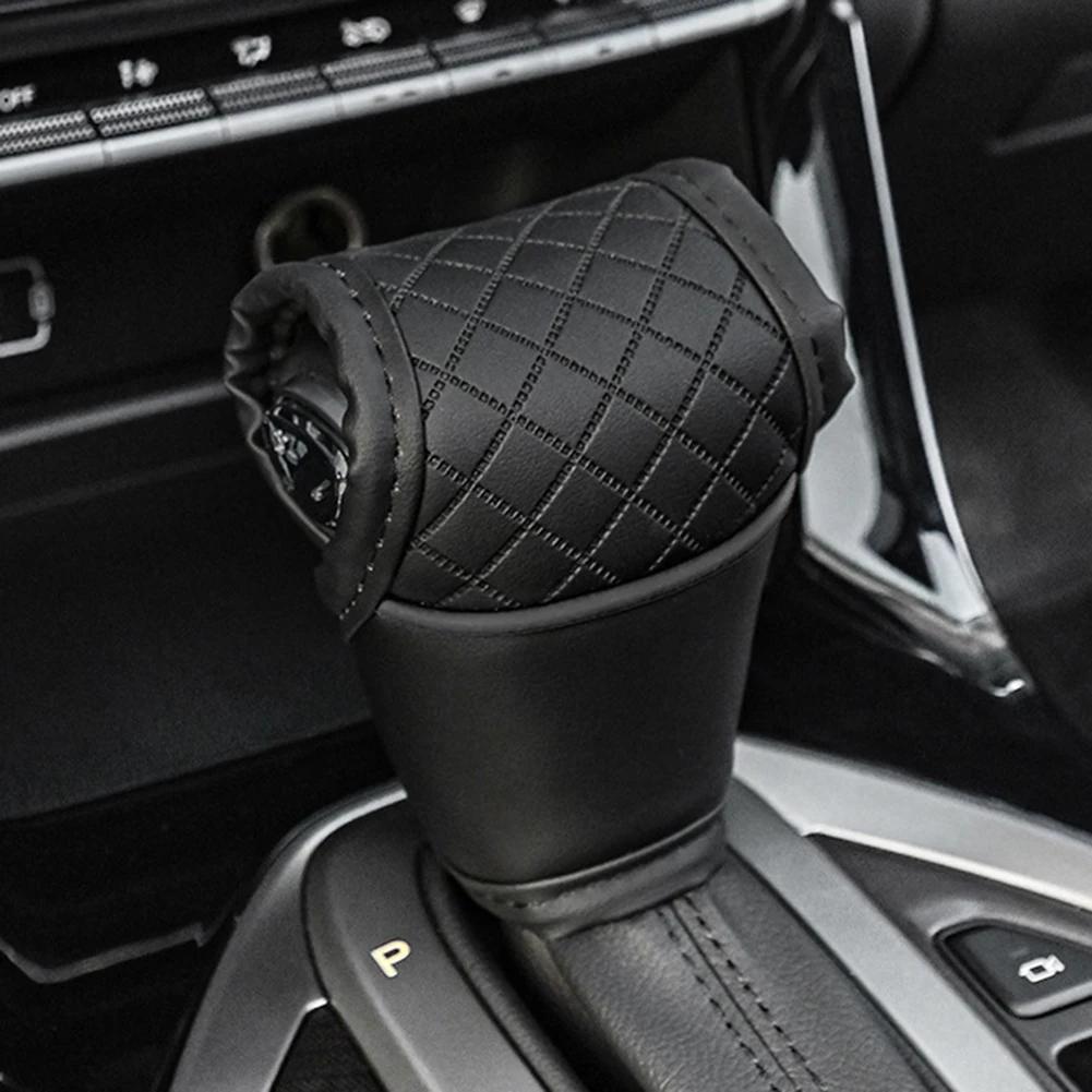 Car Gear Shift Cover PU Leather Shift Lever Cover Gearbox Shifter Knob Protector Gearshift Cover Car Interior Replacement Parts