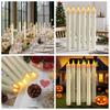Long Christmas LED Candle with Remote Timer Flameless Ivory Taper Candles Battery Powered Church Flickering Candlesticks Light