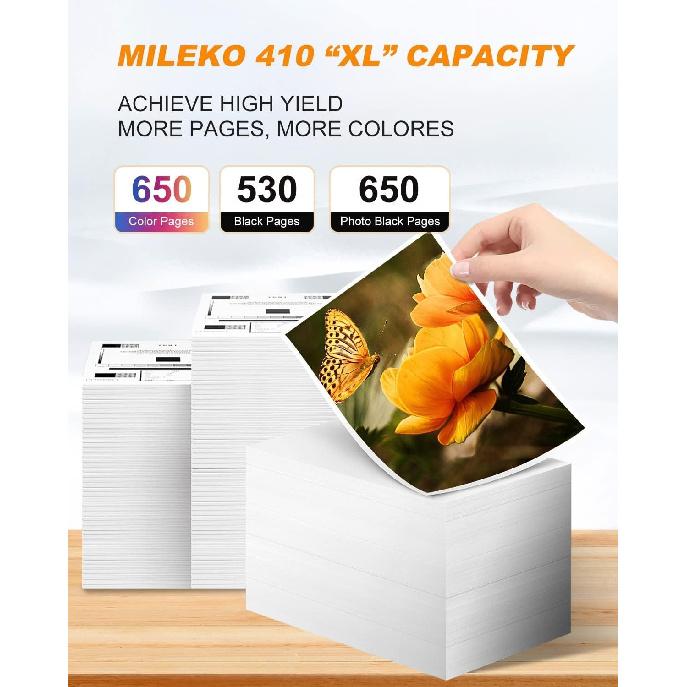 5 Pack 410XL Ink Cartridges for Epson 410 Ink Cartridges Combo Pack Remanufactured for Epson 410XL Works with Epson Expression XP-830 XP-7100 XP-640