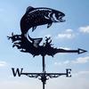 Weathervane Metal Iron Wind Vane Retro Weather Vane Garden Patio Yard Decoration Wind Direction Indicator,Fish